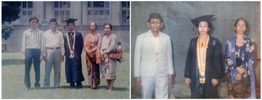 Gambar 2. Wisuda kakakku Santoso (kiri) dan-kakakku Sri Ningsih (kanan)